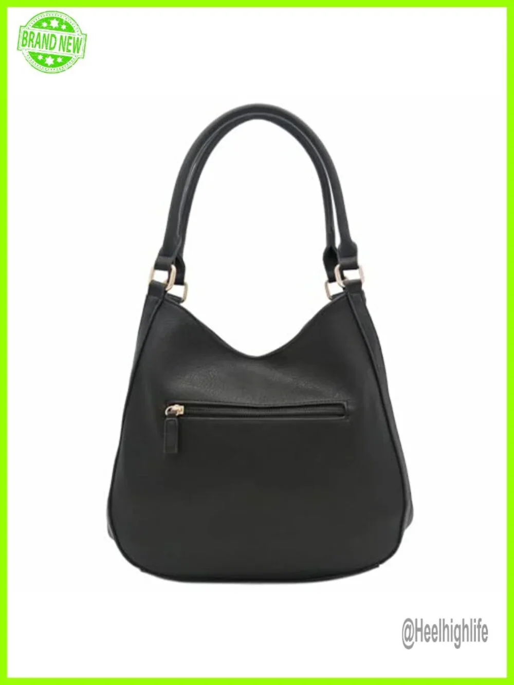Lightweight Faux Leather Medium Hobo Bag with 3 Compartments and Top Handles